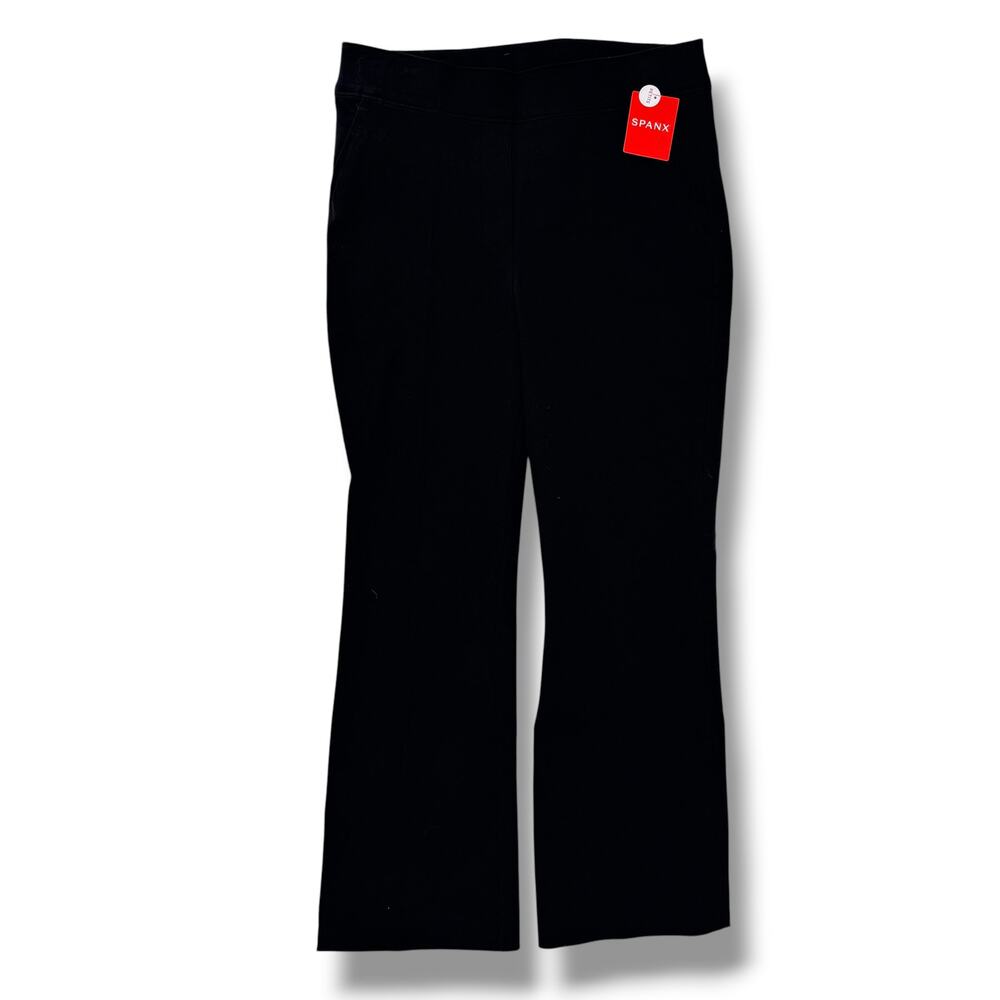 Spanx Polished Kick Flared Leg Pants Womens Size Small Solid Black Pull On Ankle